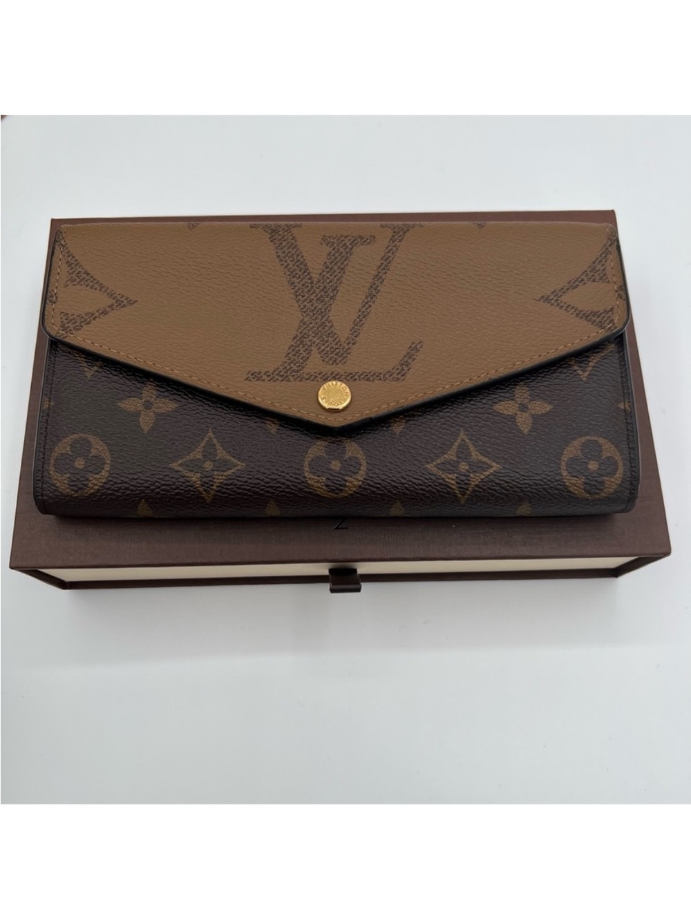 Louis Vuitton Monogram Reverse Long Portefuille Sarah Wallet in Box 💯Authentic - Picture 10 of 11